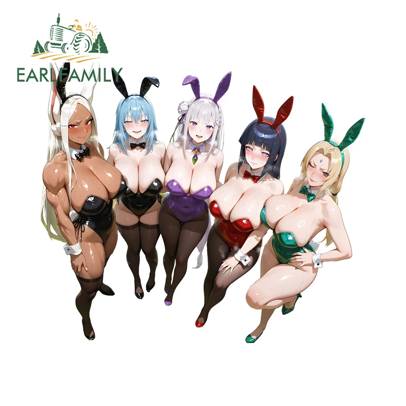 

EARLFAMILY Sexy Anime Bunny Girls Car Stickers Attactive Beautiful Graffiti Design Nice Decal Suitable For Smooth Surfaces