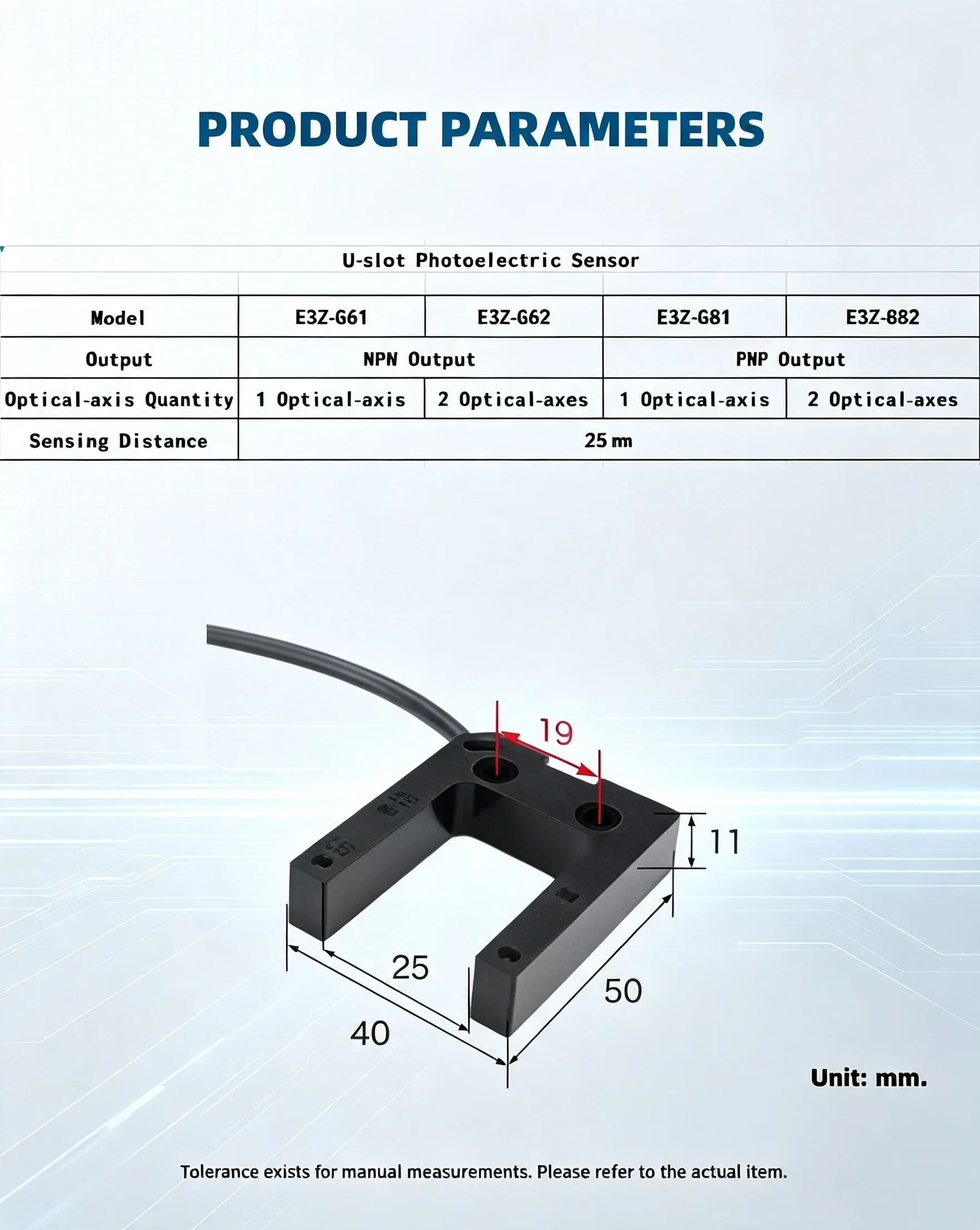 U-Slot-Fotoelektrischer Sensor E3Z-G61 E3Z-G62 E3Z-G82 E3Z-G82-M3J E3Z-G62-M3J Eingebauter Verstärker Rillensensor NPN PNP Ausgang – Detail 4