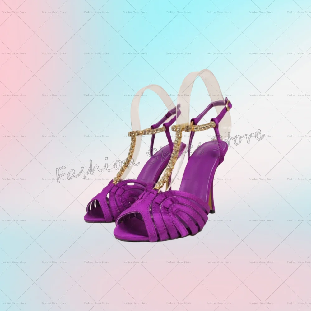 

Purple Buckle Strap Hollow Out Sandals Open Toe Women Shoes Stilettos High Heels Party Banquet Dating 2025 Zapatos Para Mujere