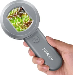 TOMLOV P10 Handheled Microscope for Kids 100X Pocket Magnifying Glass with Light Portable Jewelers Loupe with Screen Magnifier