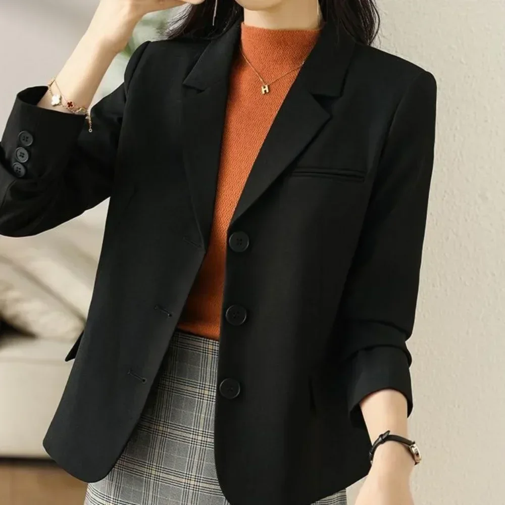 ポップな韓国風レディースアウター、無地カジュアルコート＆ジャケット、若々しい女性のためのエレガントな服、2025年新作