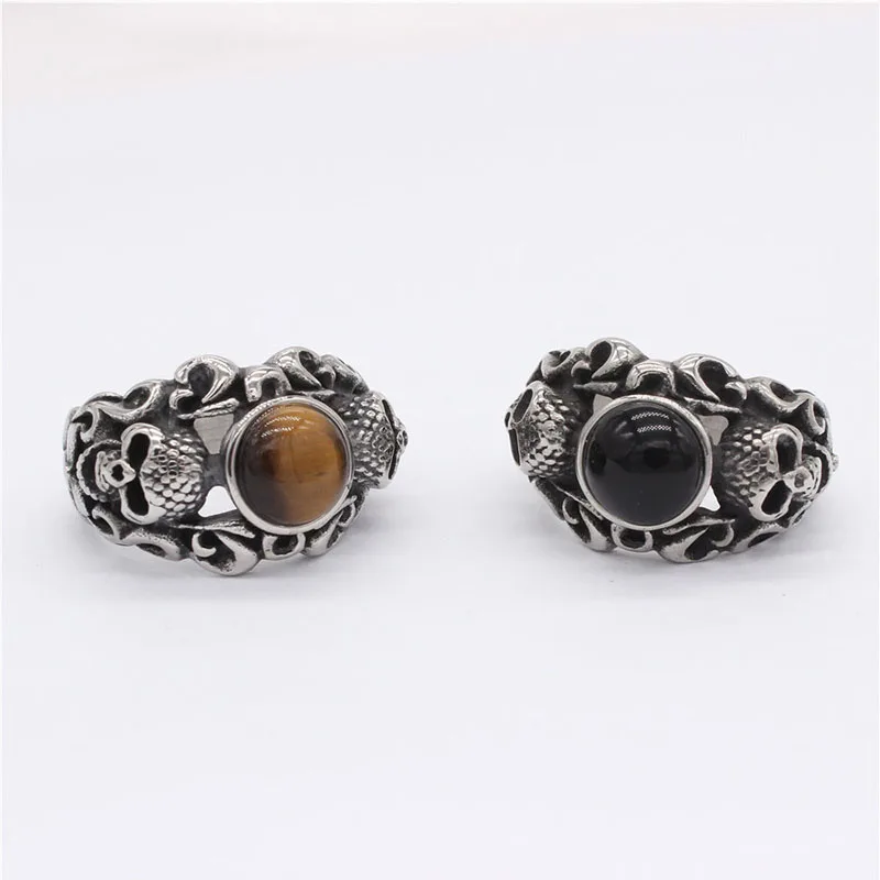 Vintage Dark Wind Skull Dead Men's Titanium Steel Ring Inlaid With Gem Hip-hop Fashion Personality Jewelry