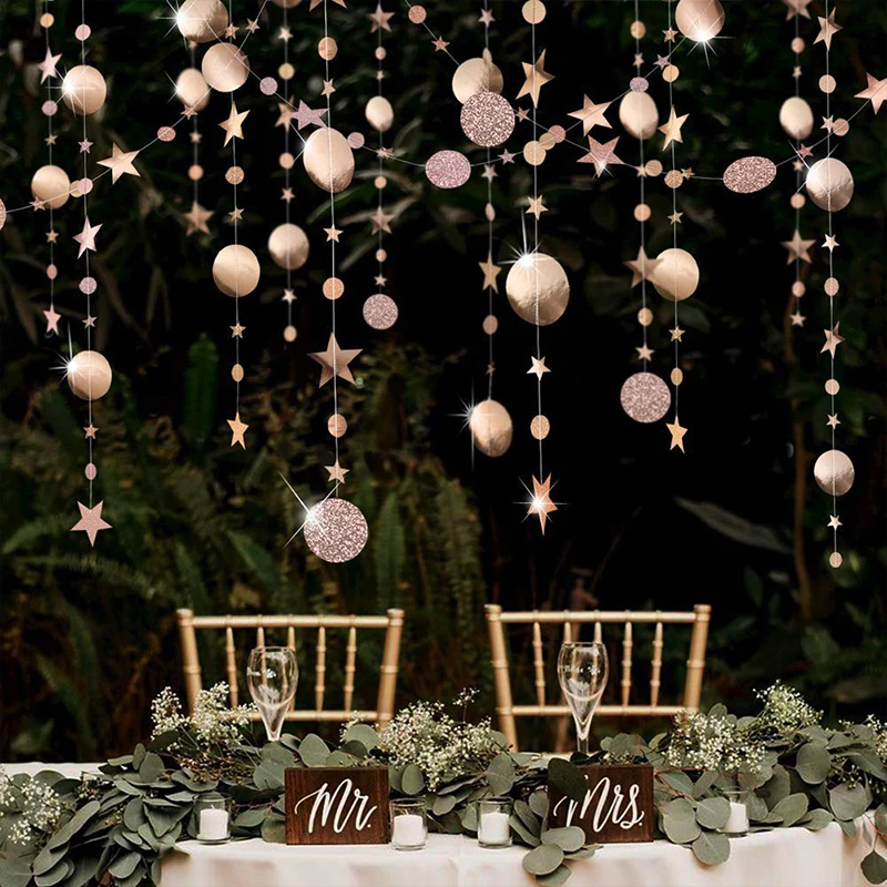 4M Champagne Gold Twinkle Paper Garland Wedding Decoration Baby Bridal Shower Bachelorette Party Birthday Christmas Diy Supplies