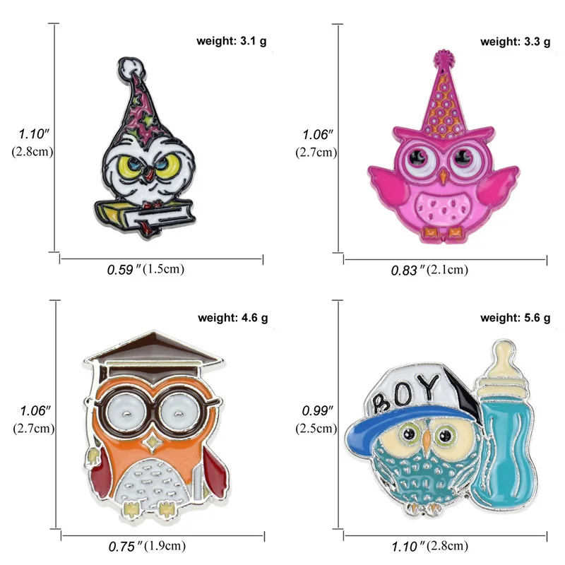 Owl Enamel Pin Studying Bird Owlet Cute Backpack Hat Collection Lapel Badge Brooch Jewelry Gift