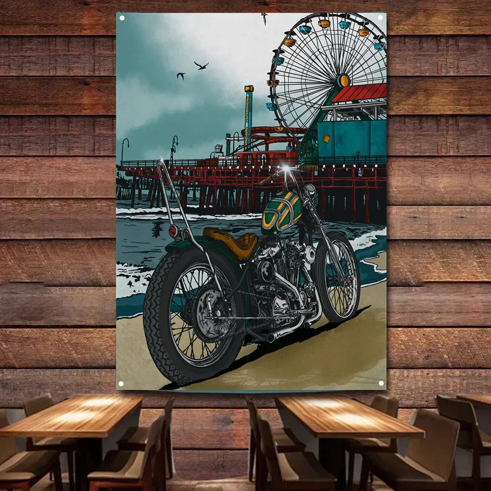 

Приморский мотоцикл, художественный постер, настенная живопись, гаражный флаг, авторемонтный магазин, заправочная станция, настенный декор, баннеры, домашний гобелен