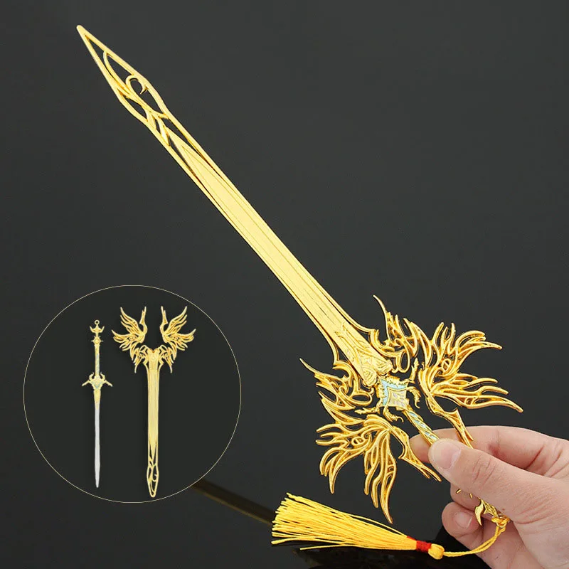 30cm Ancient Famous Bronze Sword Anime Game Peripheral Full Metal Cold Weapon Greatsword Model Collections