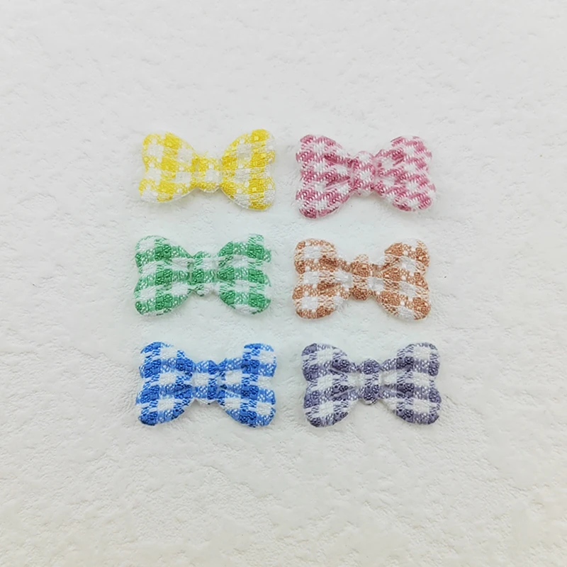 100 Stück Gingham-Schleifen-Applikations-Patches, 2 x 1,2 cm, gepolstert, für DIY-Kleidung, Hüte, Bastelarbeiten, Nähzubehör, Haarspangen, Schleifendekoration – Detail 13