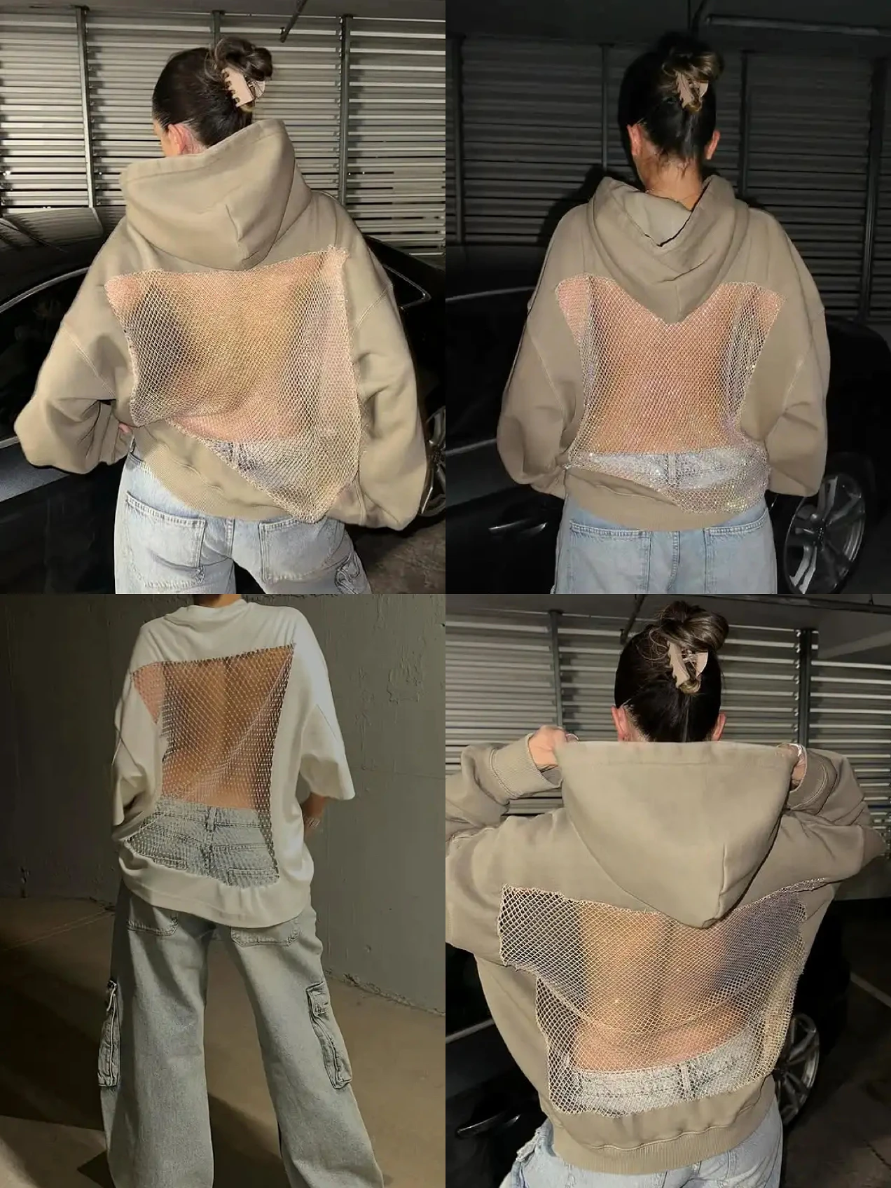 

Сексуальная полосатая сетчатая толстовка в американском стиле ретро, женская одежда, модный полупрозрачный пуловер, толстовка, готическая повседневная куртка с длинными рукавами