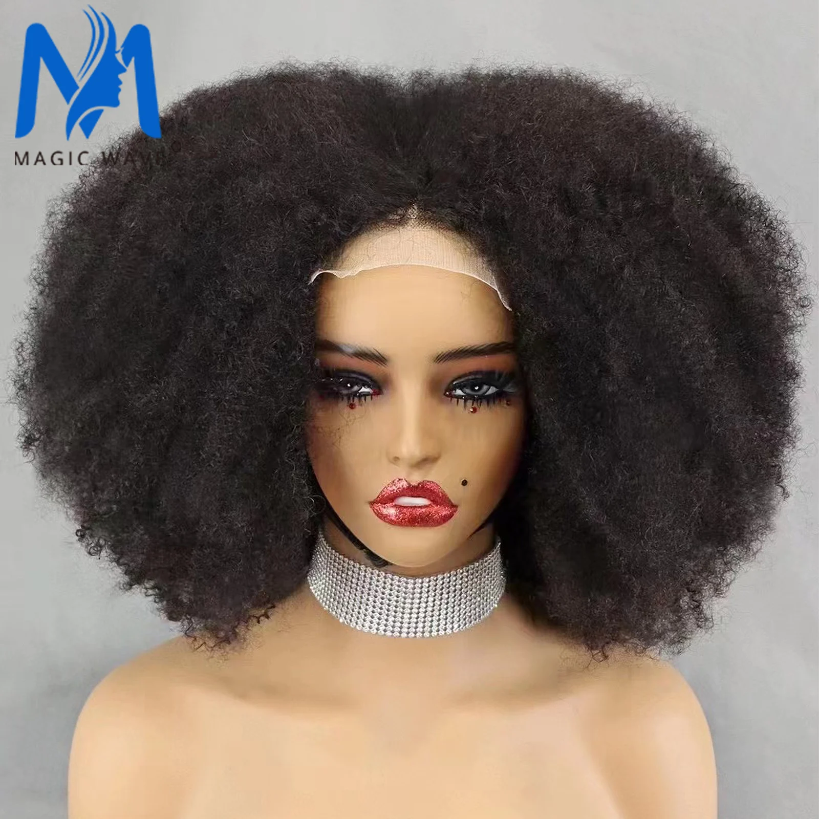 

12 14 16 Inches Natural Color 4x4 Lace Closure 300% Density Kinky Curly Afro Bob Human Hair Wigs for Black Women Short Bob Wigs