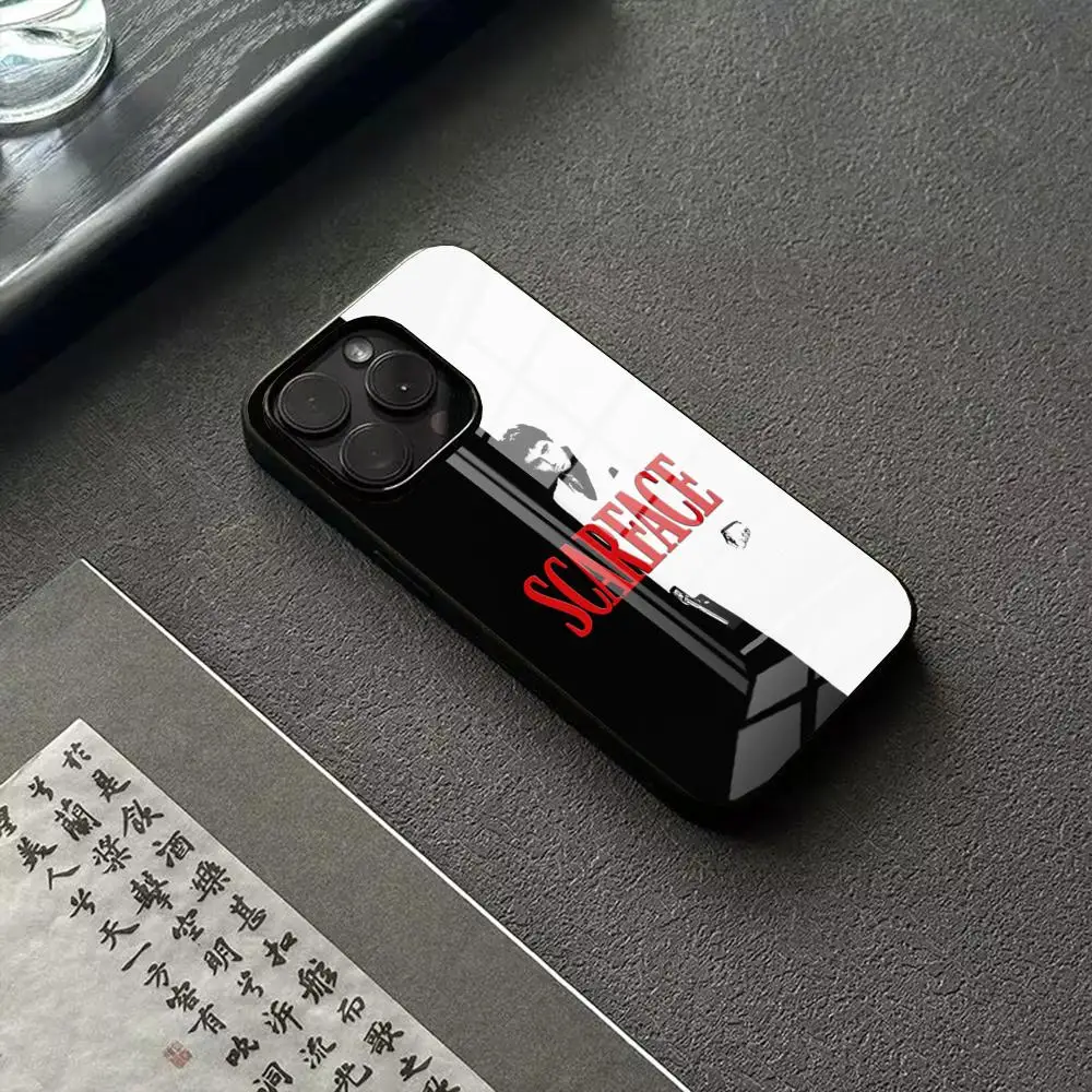 Scarface 1983, Handyhülle für iPhone 17 16 14 Pro 15 13 12 Max 11 XR XS 6 Air 7 8 6s X Luxus-Glasabdeckung