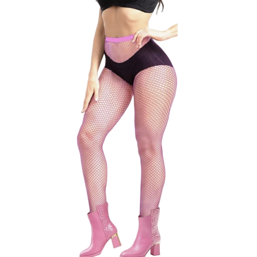 Erotic Dance Wear Tights Solid Color Mesh Pantyhose High Waisted Bodystockings Beige Red Pink Purple Black Green Fishnet Hosiery