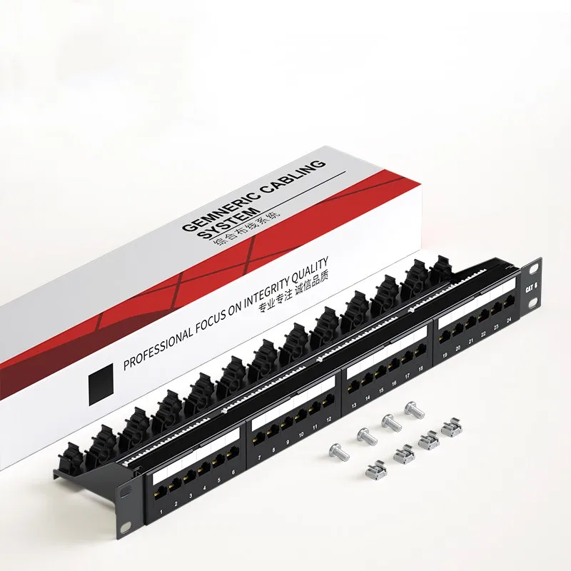 Cat6 RJ45 Ethernet 19 Inch 1U 24 Port Patch Panel Network Rackmount Distribution Frame