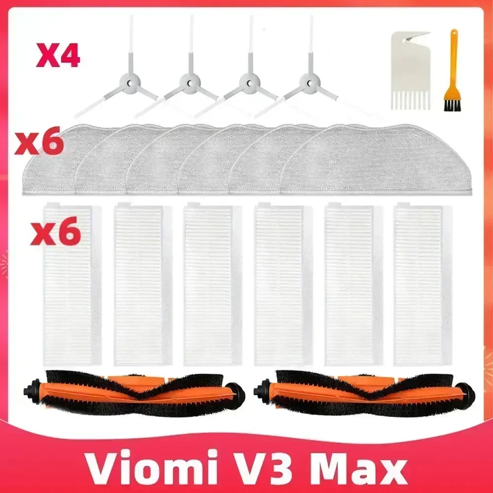 Main Side Brush Hepa Filter Mop Rag Replacement For Xiaomi Viomi V3 Max Robot Vacuum Cleaner Spare Parts Accessories V-RVCLM27B