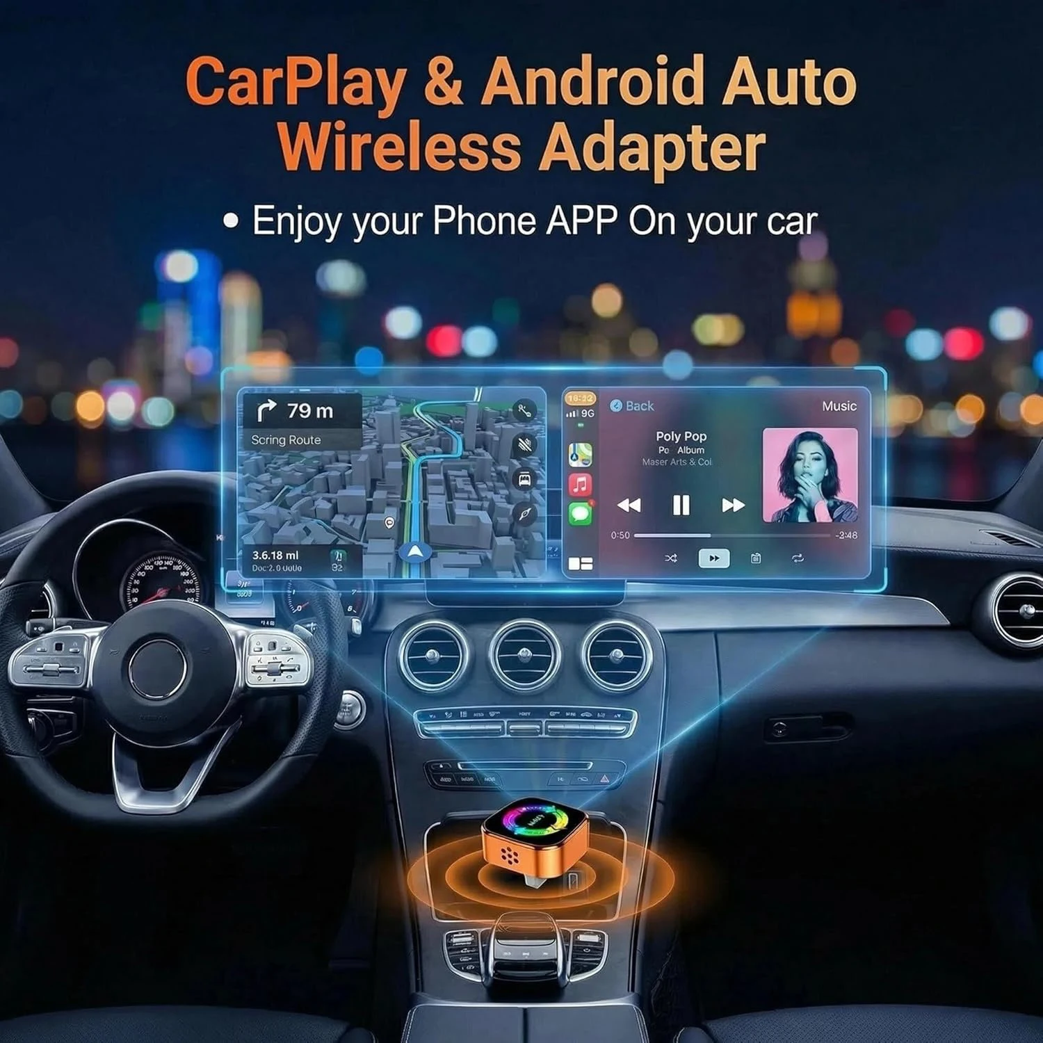 Picture 4: 4in1 Wireless Carplay Adapter Mirror Link/Airplay/Android Auto/Carplay USB Dongle AI Box Wired Carplay to Wireless