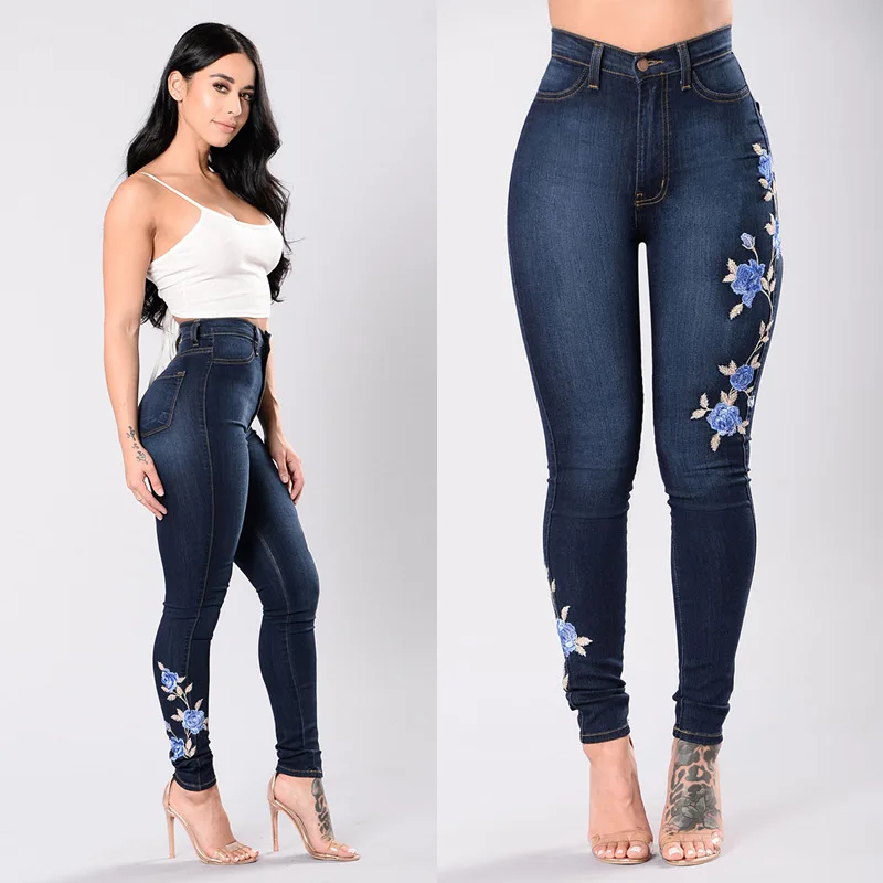 

Seasonal ChangeebayPlatform Hot Selling Ripped Embroidered Jeans Hot Selling E-Commerce Low Waist Trousers Women