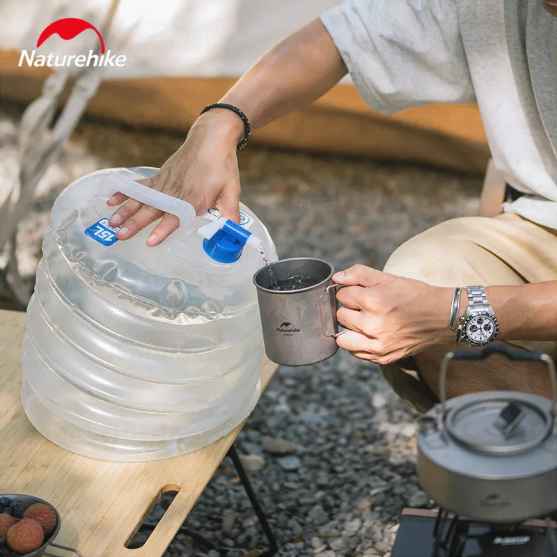 Naturehike Outdoor Folding Water Bottle Bucket 5L/10L/15L Camping Hiking Water Bottle With Handle Hiking Storage Tank Portable