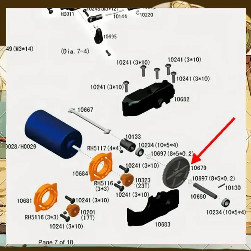 

10995 Основная передача 62T для VRX RACING RH1045/RH1045SC Радиоуправляемая модель автомобиля, обновленные детали для детей и взрослых.-T89C