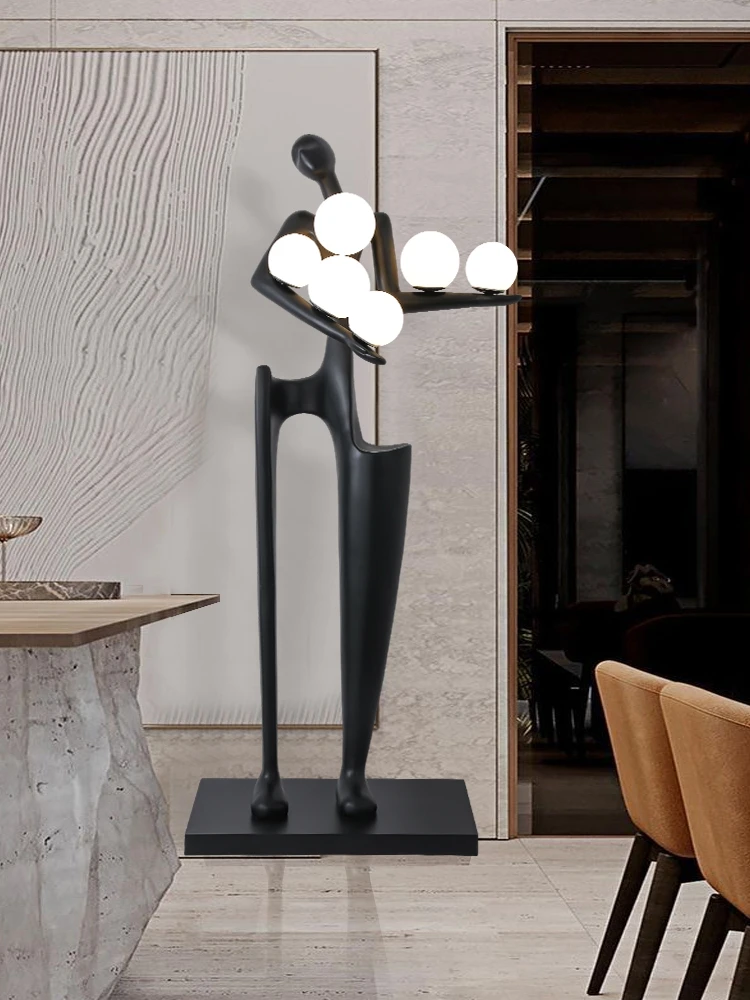 

Welcome figure sculpture, light luxury floor lamp furniture, abstract art, humanoid floor ornament