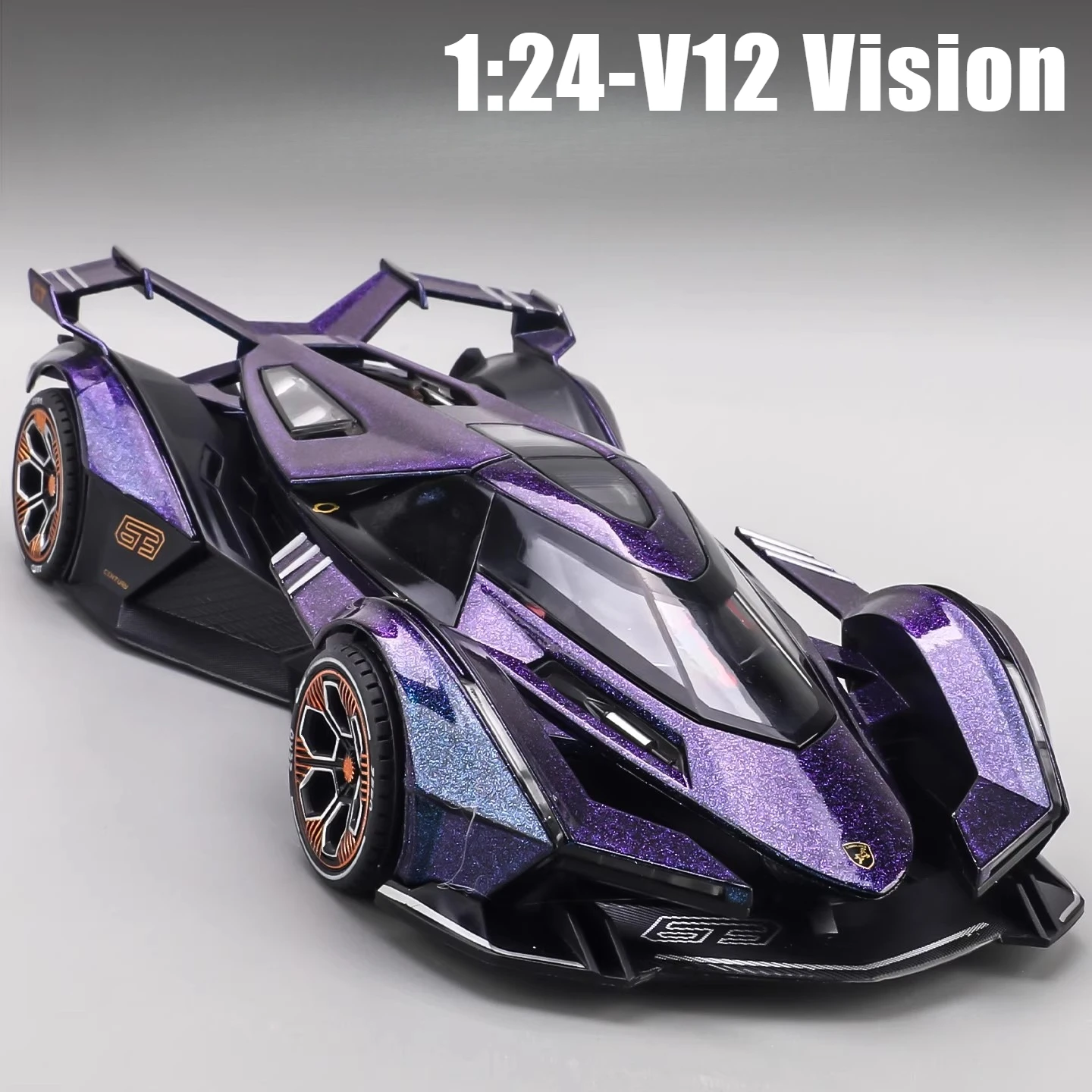 

1:24 V12 Vision Gran Turismo, спортивный автомобиль, имитация литья под давлением, модель автомобиля из металлического сплава, звуковой свет, коллекция детских игрушек, подарки