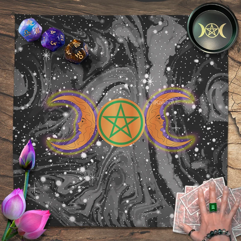 

Sun Moon Star Spiritual Tarot Tablecloth Pentacle Altar Cloth Pagan Witchcraft Divination Astrology Oracle Cards Pads 3 Size