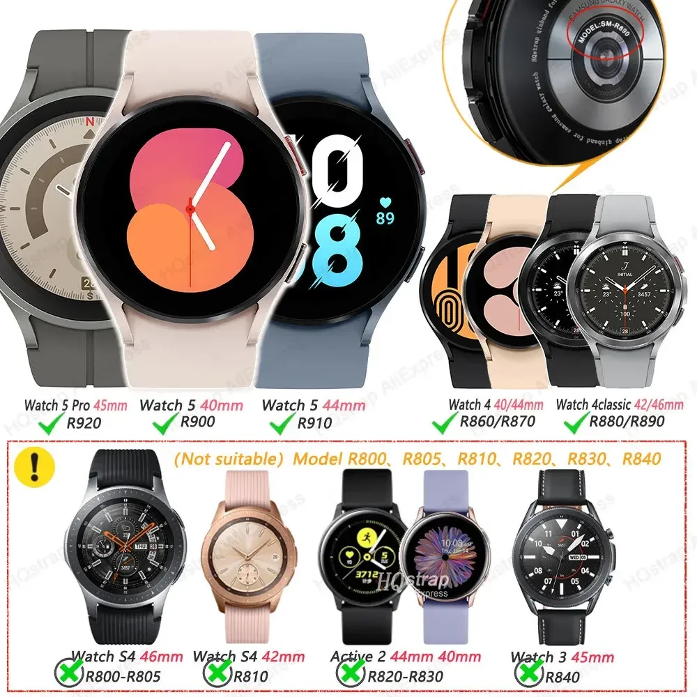 No Gaps Watch Band for Samsung Galaxy Watch 6 5 4 40mm 44mm 45mm Silicone Leather Bracelet for Samsung Watch4 Classic 42/46 Belt