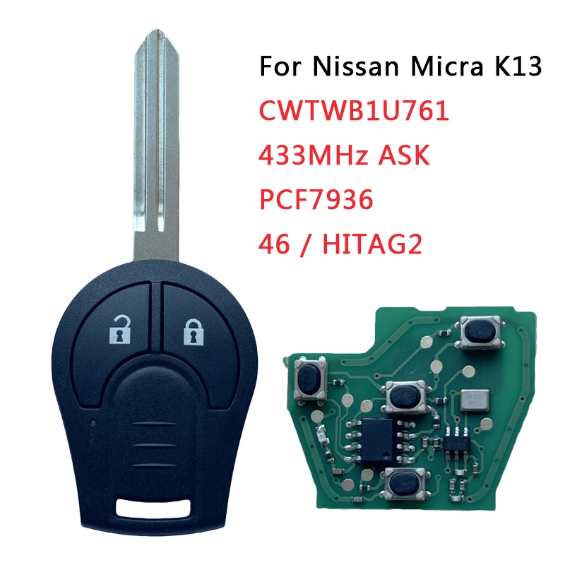 TXK027120 For Nissan PATROL Y61 Navarre NV200 JUKE MK14 Remote Car Key Fob 433MHz ID46 PCF7936 Chip FCC ID TWB1U761