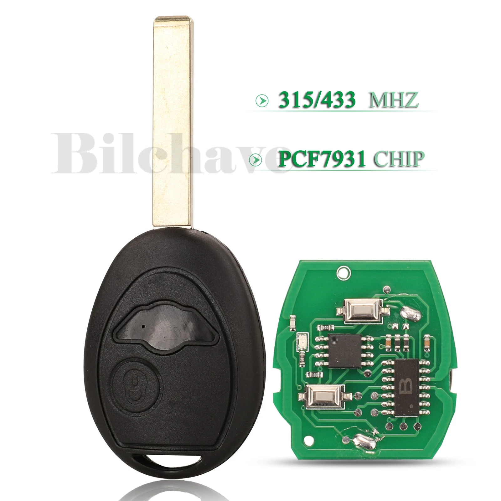 Bilchave 2 Button 315/433Mhz PCF7931 Chip Remote Smart Car Key With Blade For BMW Mini Cooper R50 R53 S 2001 2002 2003 2004 2005