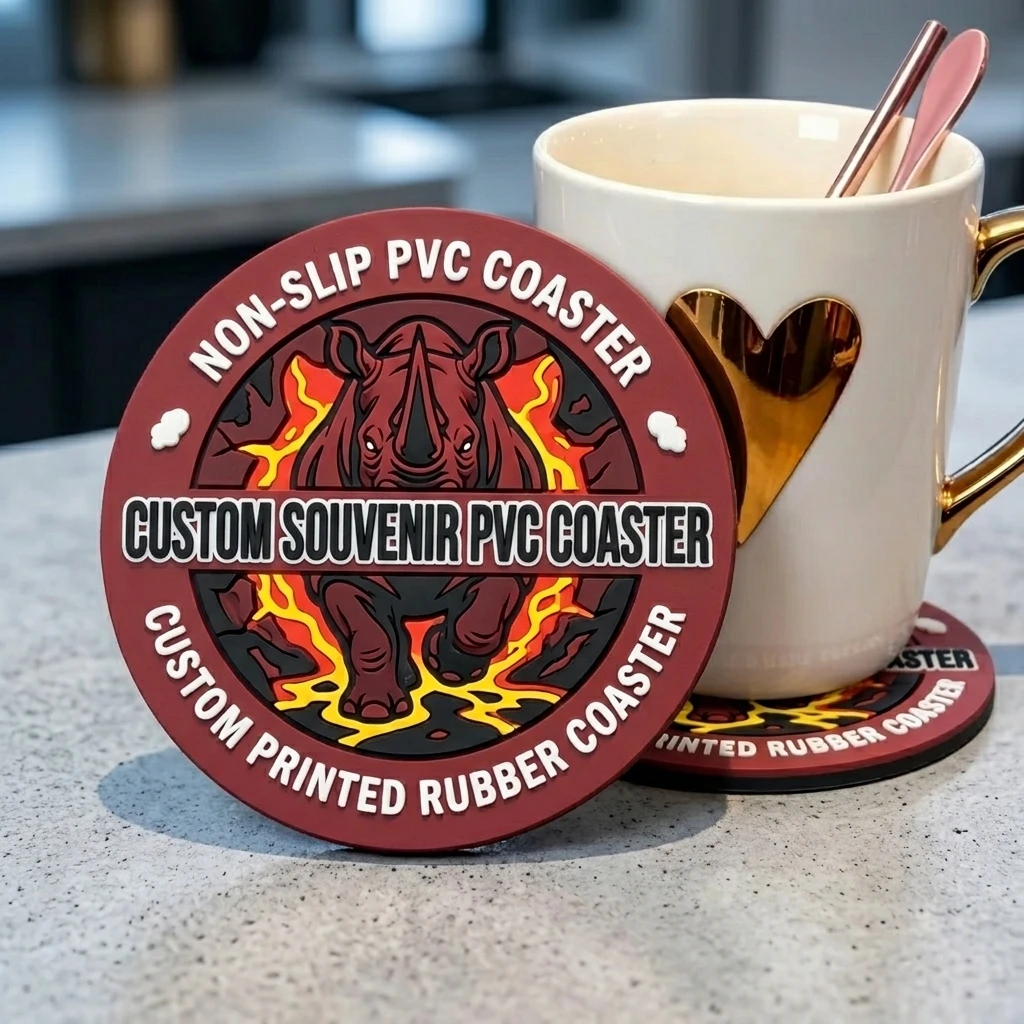Heat‑Resistant Custom Logo Round Cup Coaster Soft Silicone PVC Tea Mat Home Table Decor Wholesale
