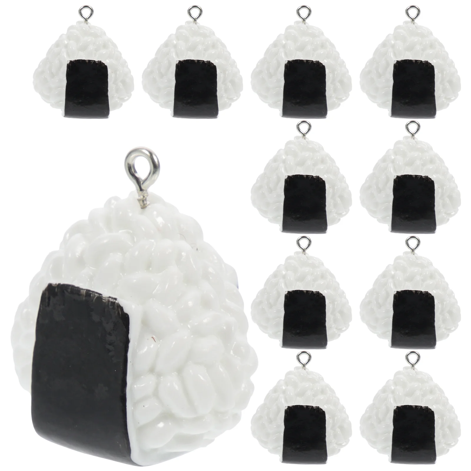 10 Pcs Imitation Sushi Rice Ball DIY Pendant Resin Charms Food Bracelet Bags Hanging Key Chain Jewelry Making