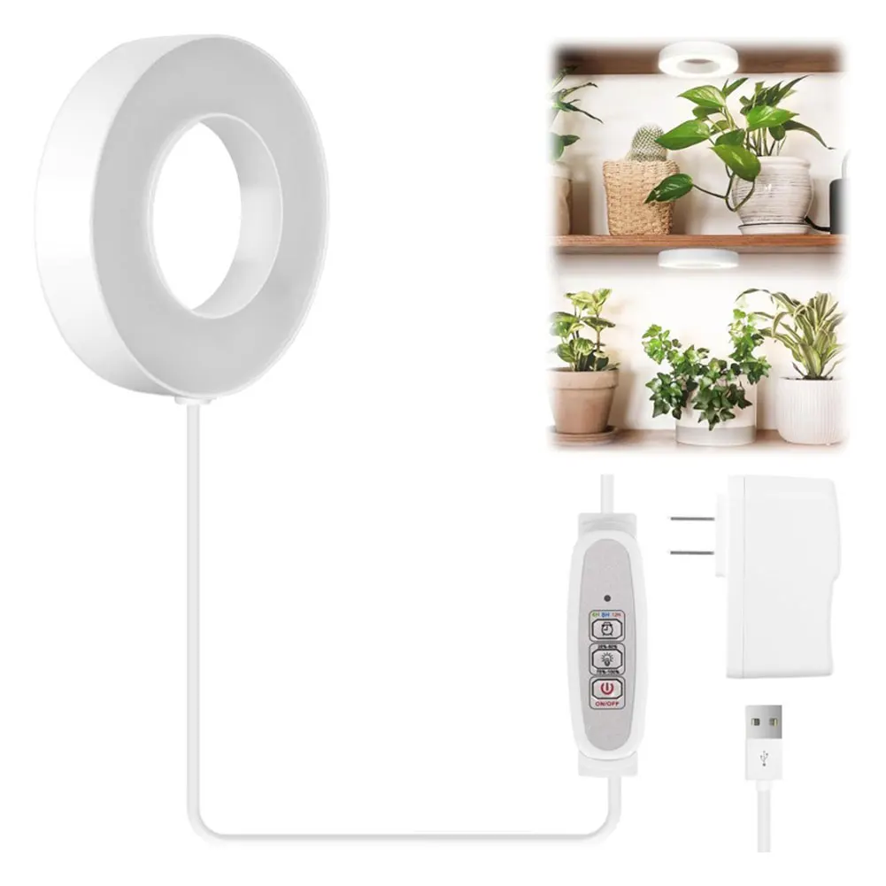 

Full Spectrum Ceiling Grow Light 3/9/12H Timer LED Halo Plant Lamp Height Adjustable Under Cabinet Plant Lamp for Indoor Plants