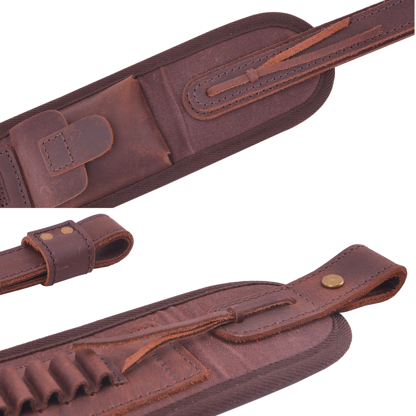 Leather Canvas Rifle Shotgun Carry Strap Ammo Sling Adjustable Gun Belt For Hunting Shooting .308 .22LR 12/16/20GA .357 30/30