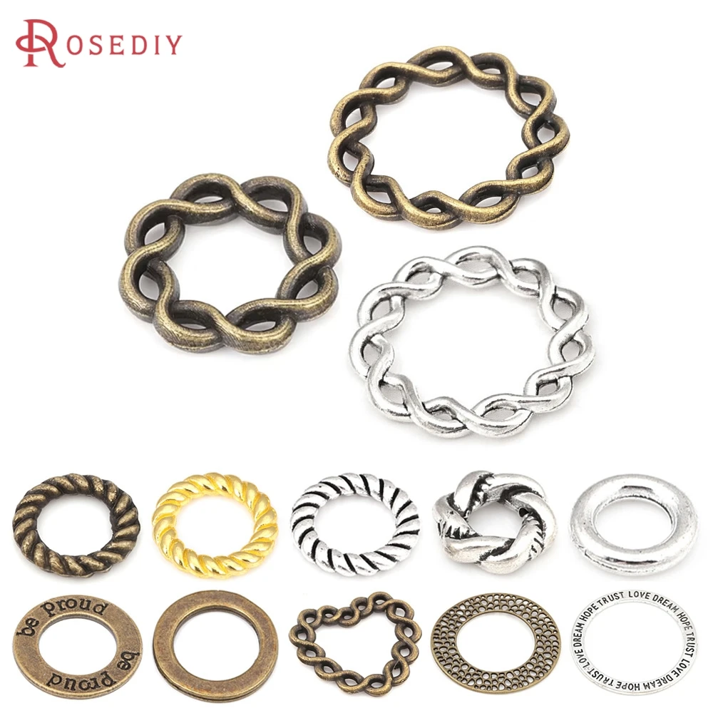 Antique Bronze Vintage Style Zinc Alloy Twisted Closed Rings Diy Jewelry Making Supplies Necklace Accessories for Women