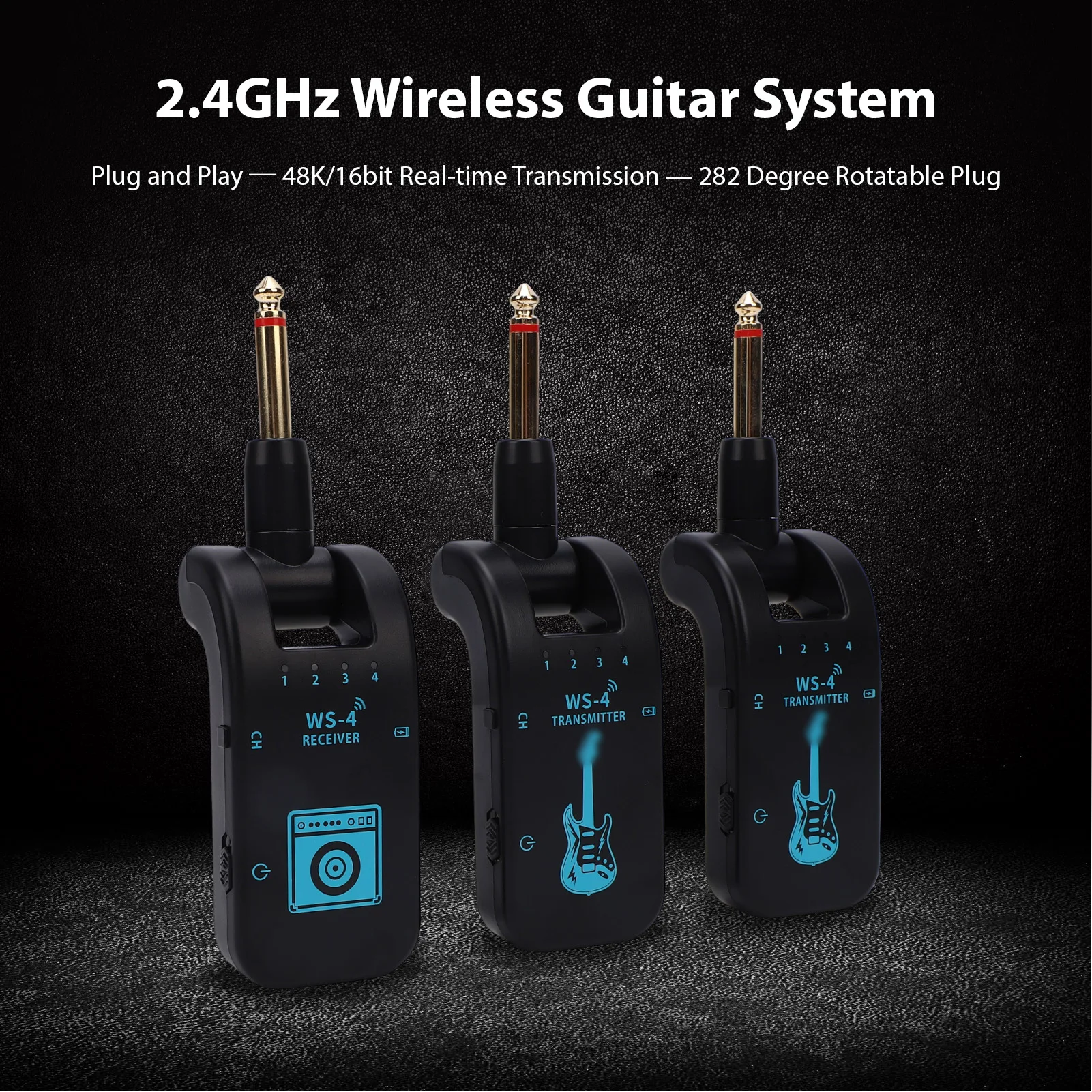 

Беспроводная гитарная система 2,4 ГГц, перезаряжаемый гитарный передатчик, приемник Plug & Play, передача в реальном времени, вращающийся на 282 градусов