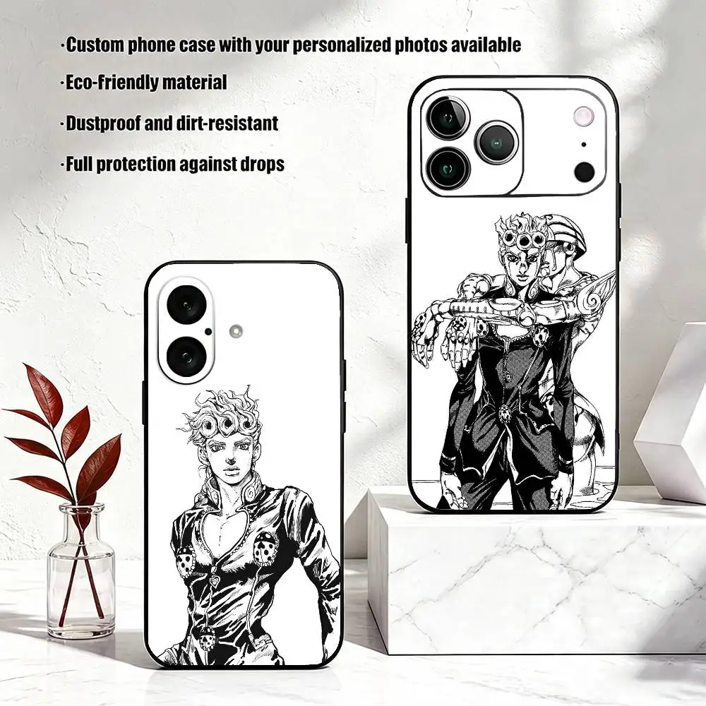 J-JOJOs G-Giorno G-Giovanna  Phone Case Black Silicone Soft Shell For IPhone 17 16 15 14 13 12 11 Air Pro Max Plus