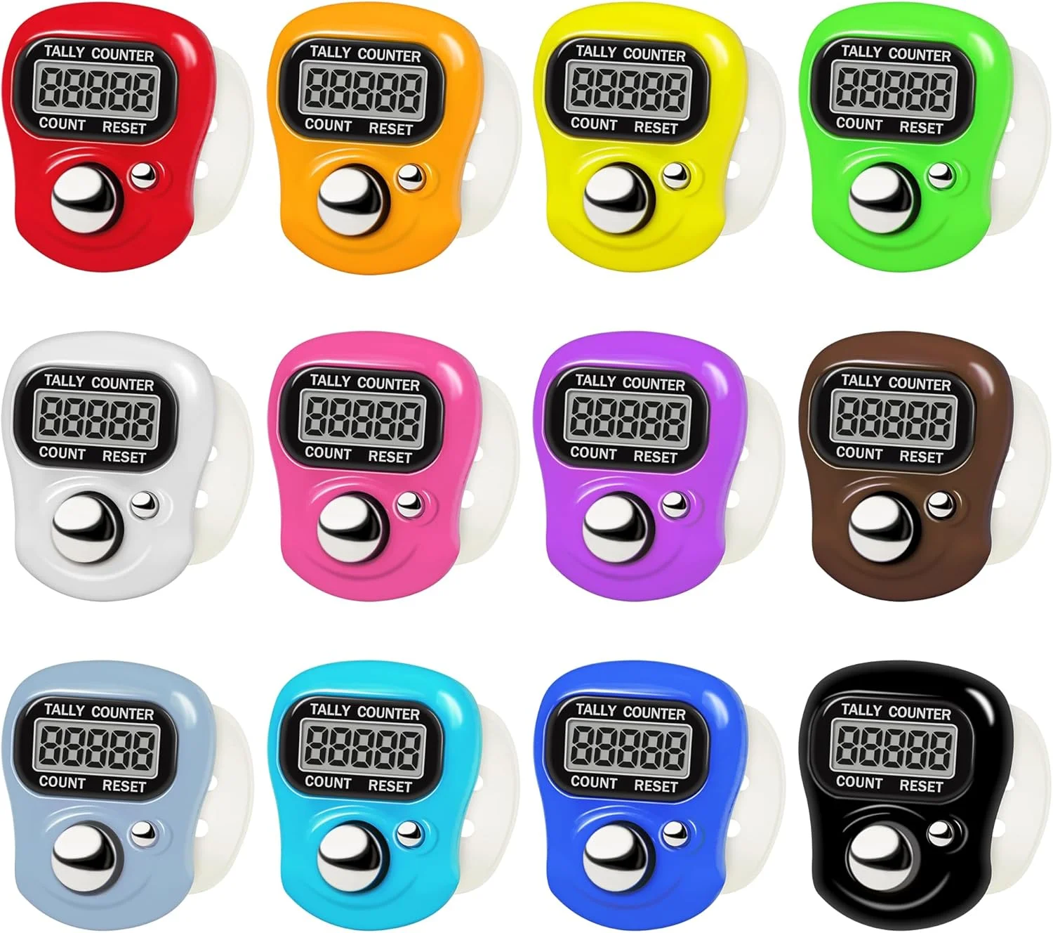 12 قطعة عداد الفرس الإلكتروني للأصابع مكون من أرقام LCD عداد تسجيل اليد الفرس للحياكة واللفة وعد البضائع والجولف #1