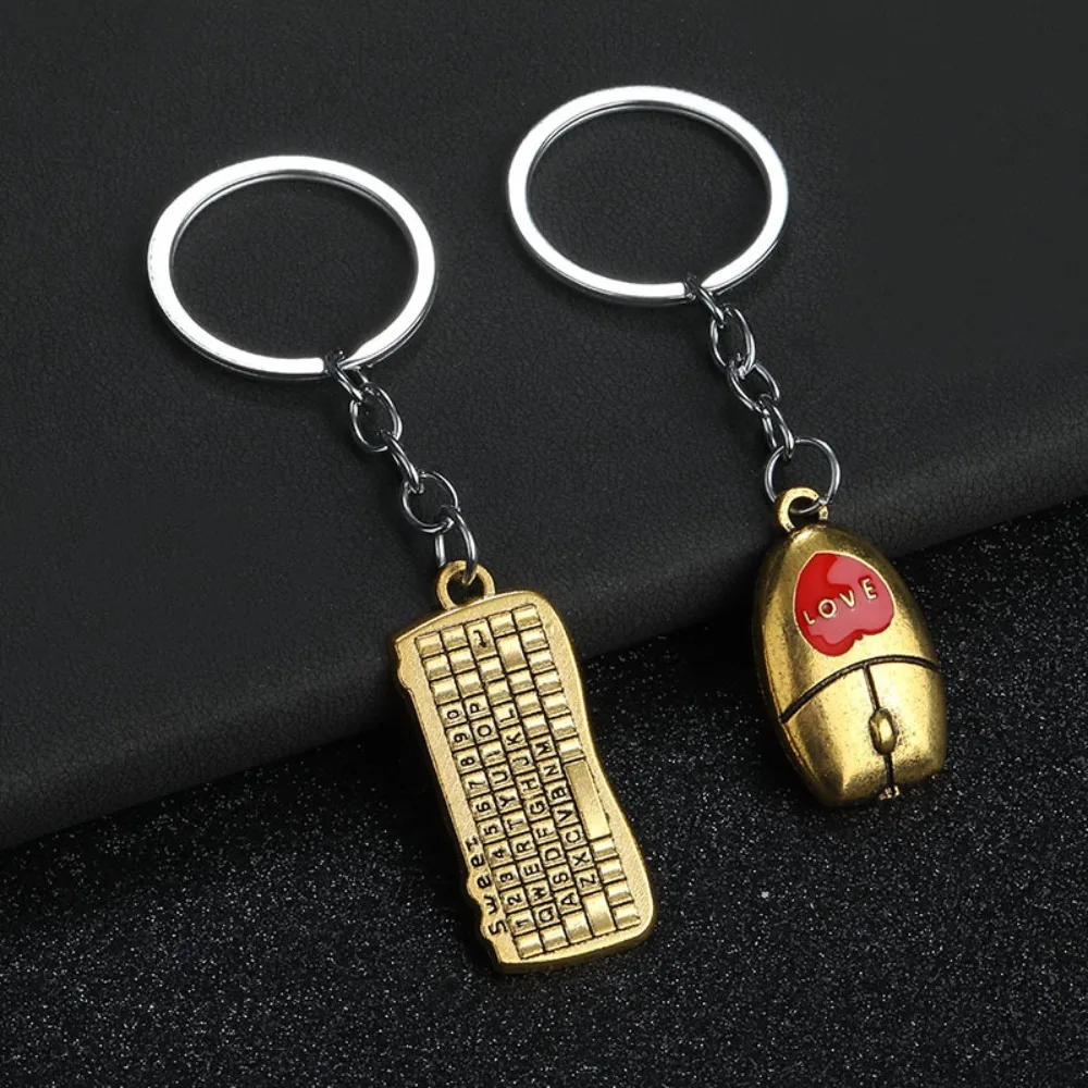 Vintage Zinklegierung Tastatur-Maus Schlüsselanhänger Modischer Kreativer Schlüsselring Metall-Paar-Anhänger Taschen-Rucksack-Zubehör Liebhaber-Geschenke – Detail 5