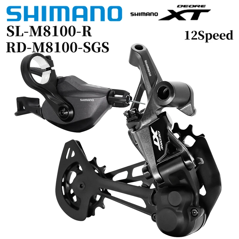 

SHIMANO DEORE XT M8100, 12-скоростной комплект трансмиссии, рычаг переключения передач SL-M8100-R, задний переключатель RD-M8100-SGS для MTB велосипеда, оригинальные детали