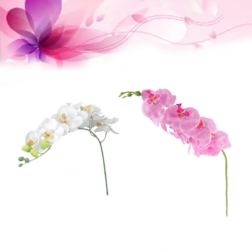 

2pcs Flowers Lifelike Phalaenopsis chid Wedding Home Decoration Wedding Decoration Flower Cloth Plastic
