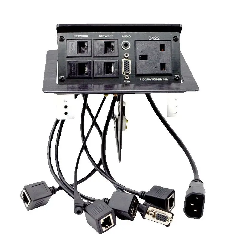 Multi Functinal Socket Desktop Box With VGA And Four RJ45 Network Interface 5-Hole Power Socket-Wire Included Factory wholesale