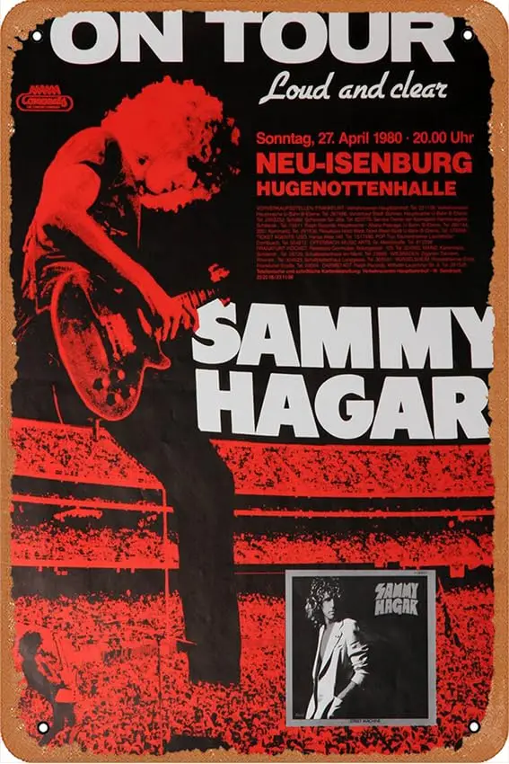 Sammy Hagar, Neu-Isenburg 1980 Poster tin Metal Sign Retro Wall Decor for Home Cafes Office Store Pubs Club Sign Gift 12 X 8 INC