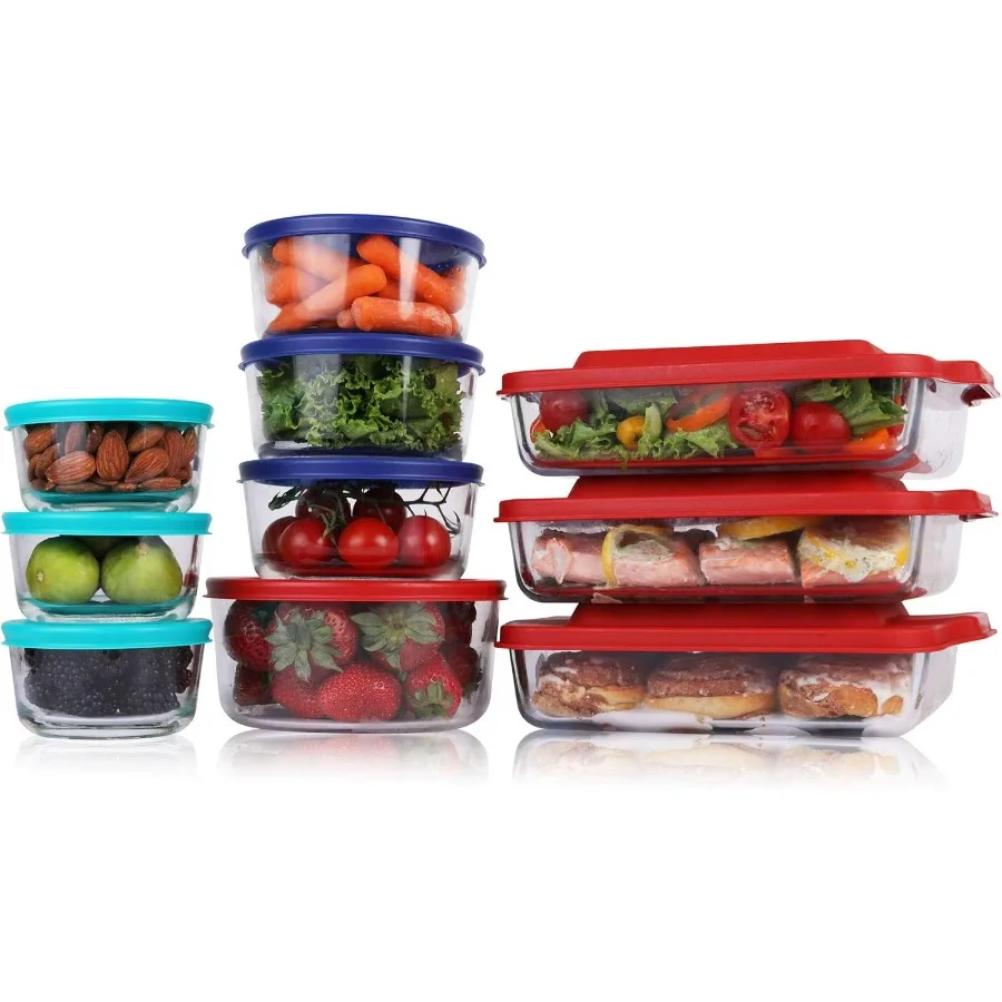 

20Piece Set of Glass Food Storage Containers for Meal Prep LeakProof and MicrowaveSafe Ideal for Kitchen Organization Healthy E