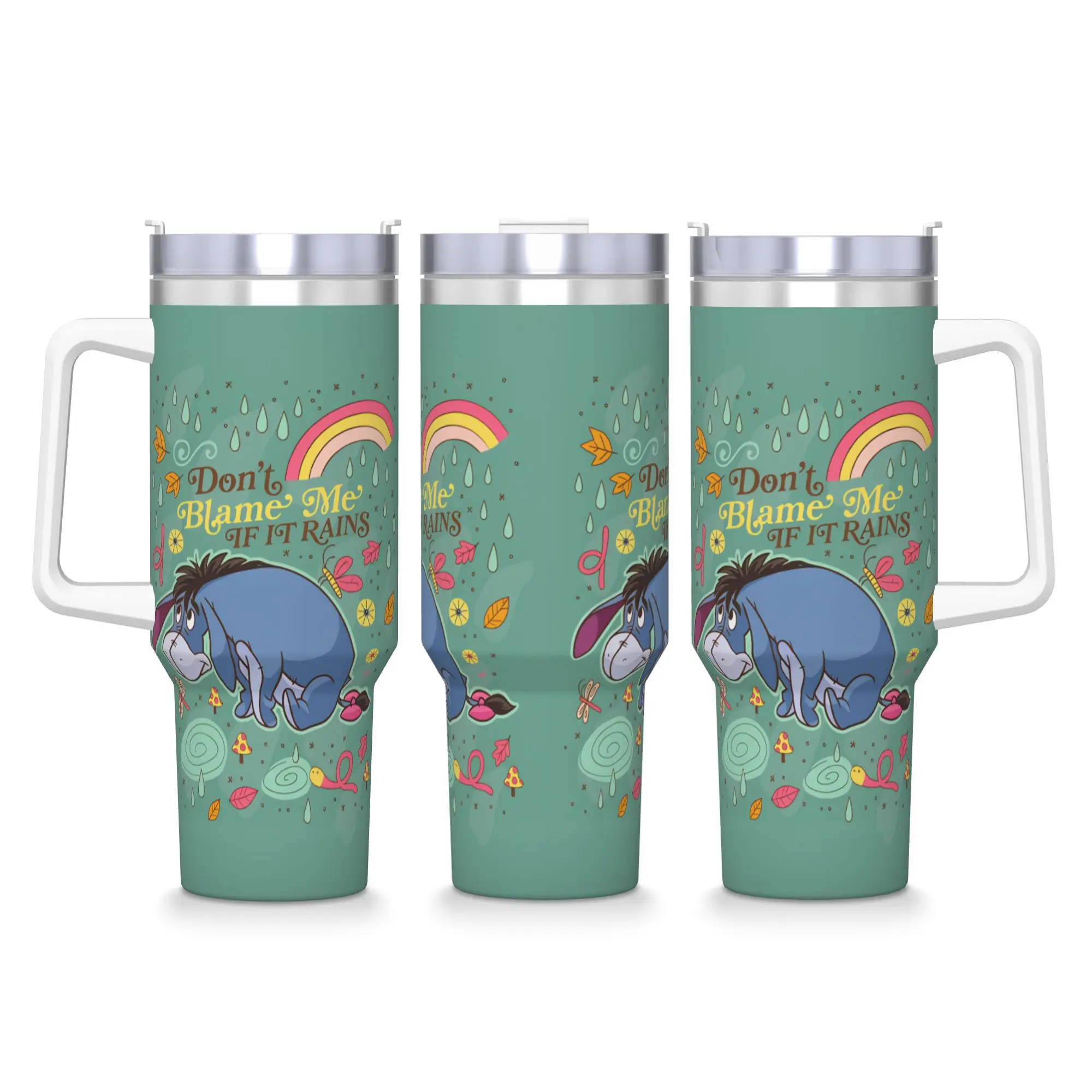 

Термокружка из нержавеющей стали Винни-Пух с Йором, для кемпинга, с трубочкой и крышкой, большая кружка-бутылка для холодной и горячей воды