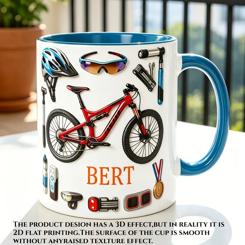 Creatieve fietsgereedschap 2D keramische mok, een herdenkingsgeschenk voor vrienden en familie.