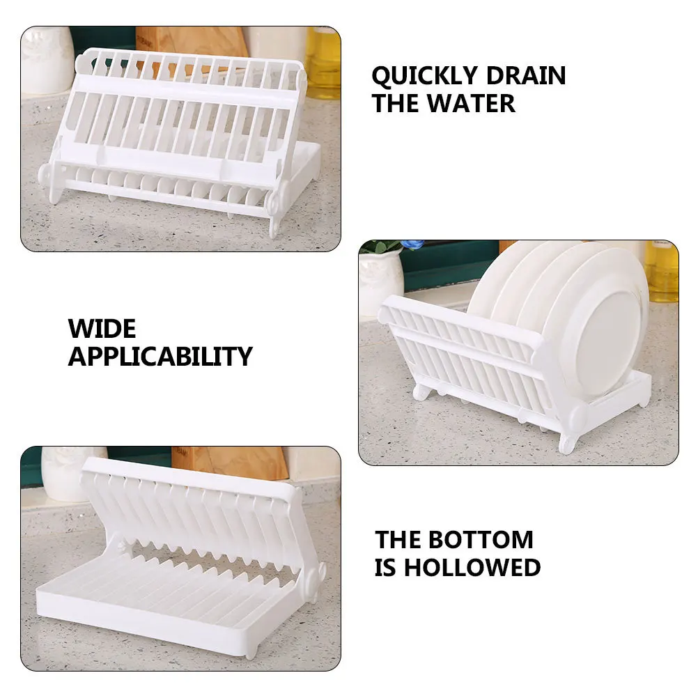 

1Pcs Multifunctional Dish Rack Plastic Kitchen Drying Rack with Drainage Design for Bowls Plates Cutlery Storage Home Restaurant