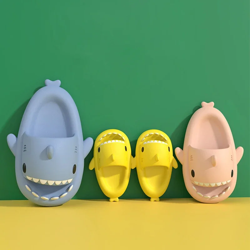 Summer Shark Slippers For Children Cold Slippers Indoor Non-Slip Soft Bottom Comfort Cute Baby Hole Shoes Boys Girls Home Slides