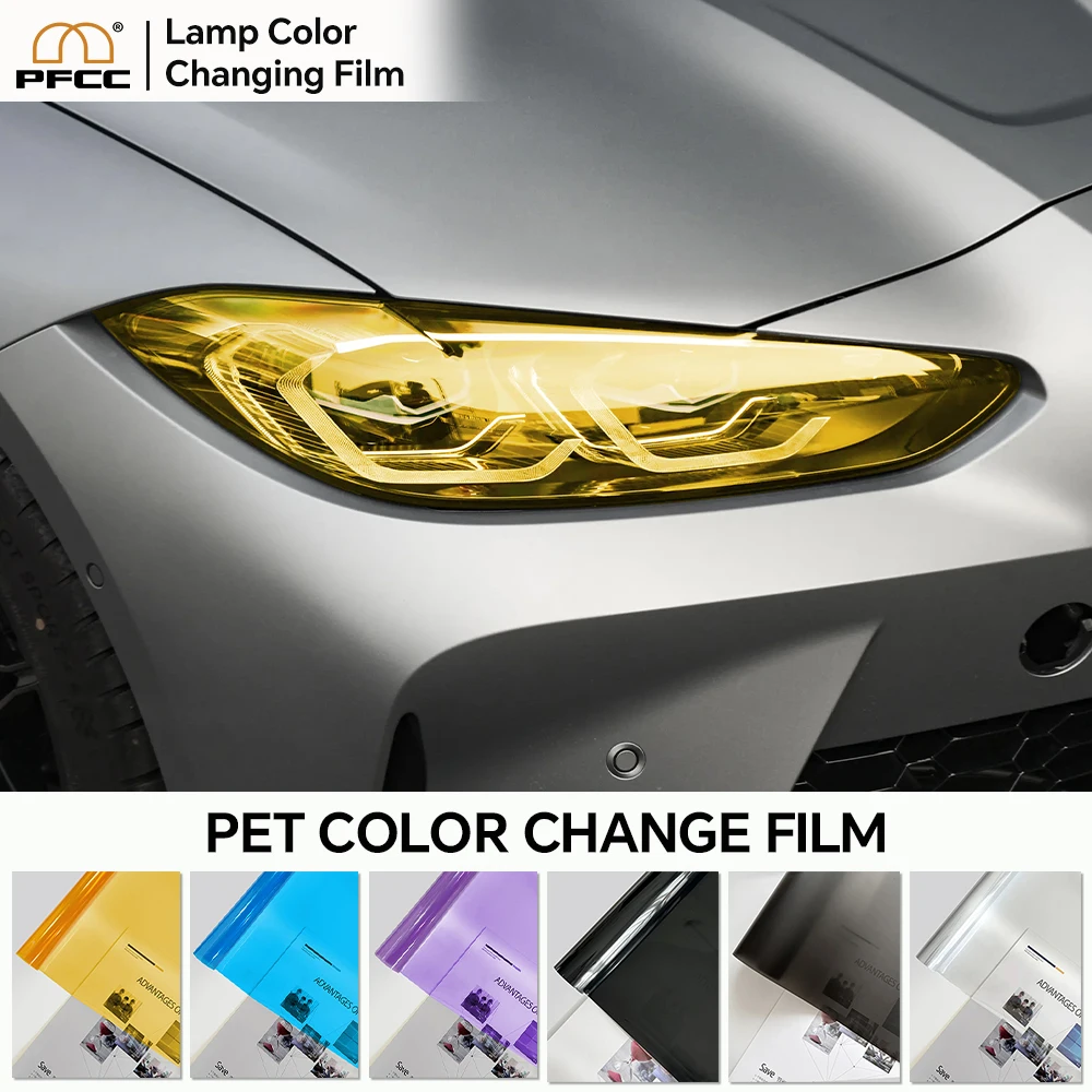 

Предварительно вырезанная желтая тинт для автомобильной фары, Виниловая пленка для Tesla Model Y 2020-2023, стикер для лампы, легко приклеивается, украшение для всего автомобиля