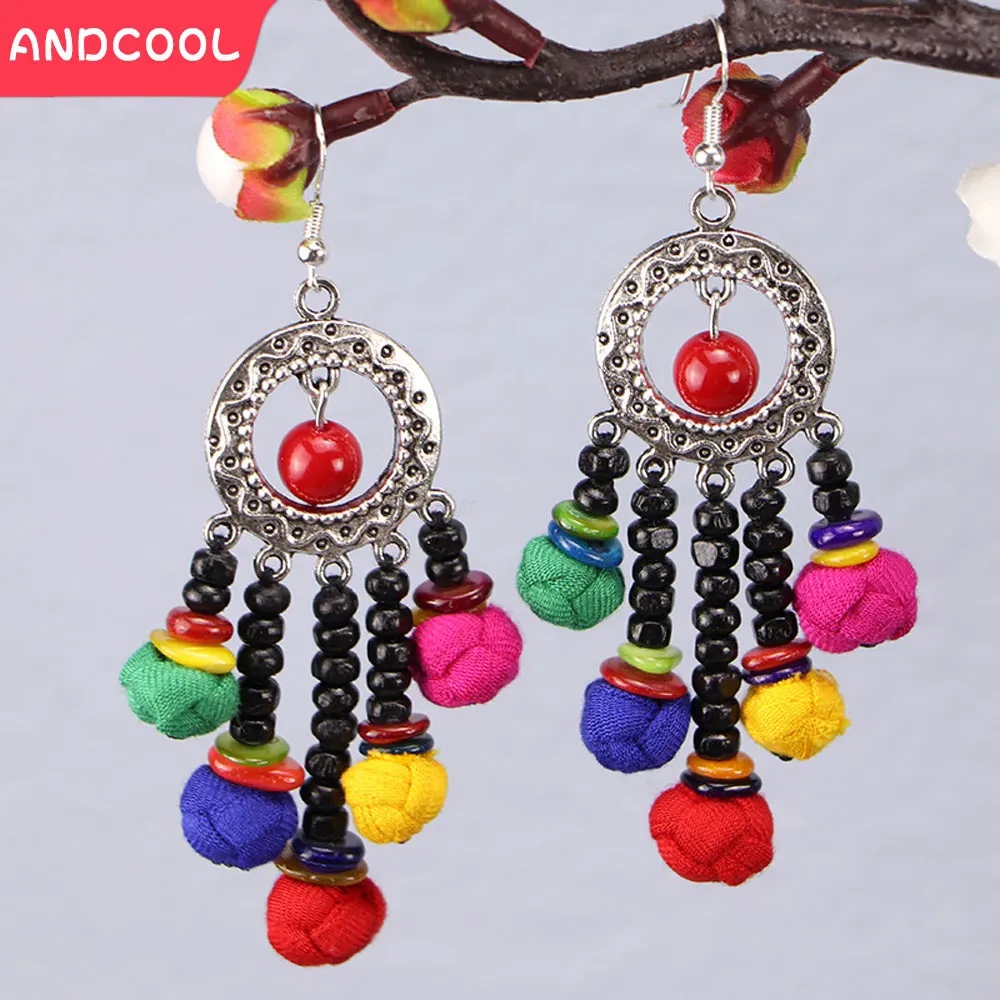 Andcool Bohemian Earrings For Women Beads Drop Dangle Earrings 2024 Trend Vintage Long Earrings Ladies Jewelry Accessories Gift