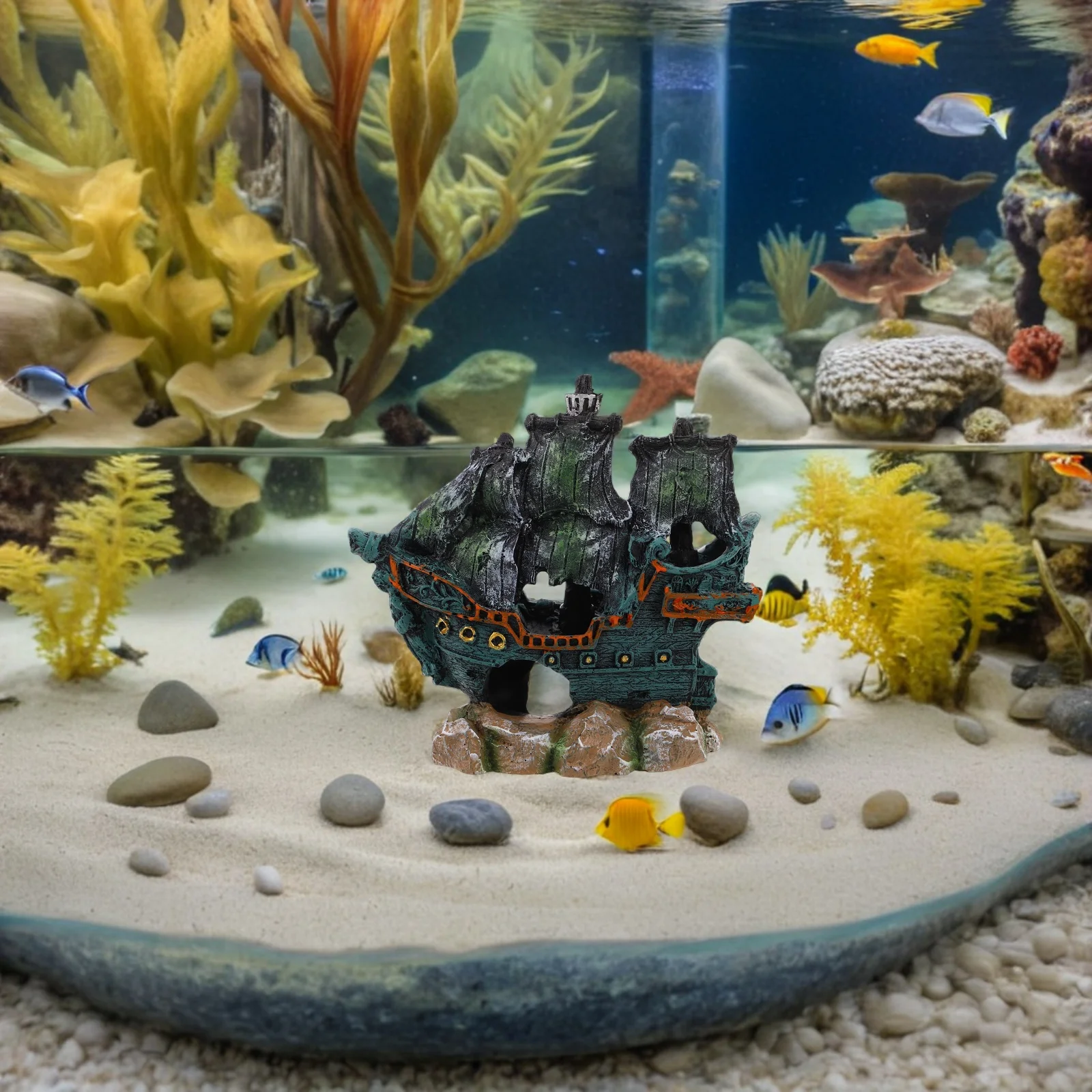 

Aquarium Shipwreck Decoration Resin Sunken Ship Ornament Fish Tank Hideout Craft Fish Tank Decoration Aquarium Decor