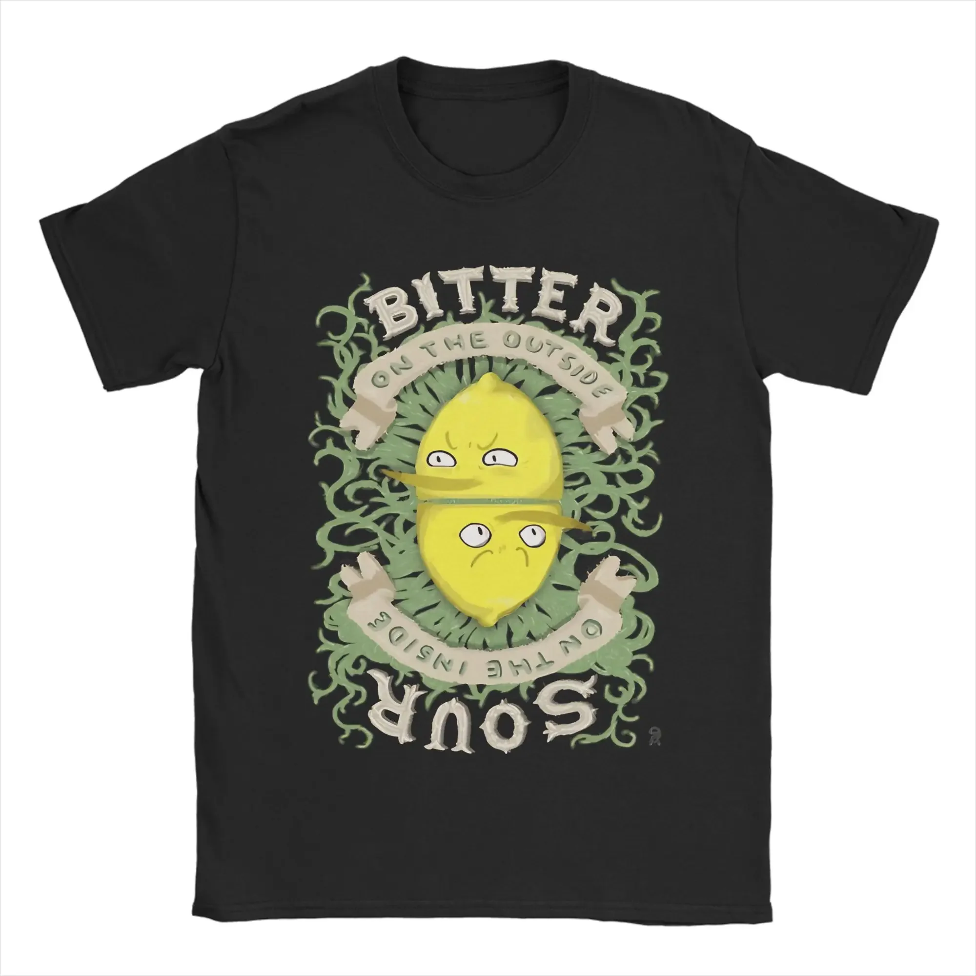 

Bitter On The Outside Sour On The Inside Lemon Graphic Tee Breathable Short Sleeve Round Neck T-Shirt For Men