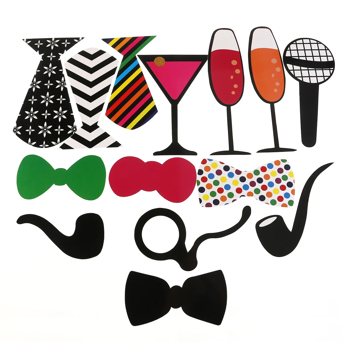 

60Pcs Photo Booth Props Party Masks Mustaches Glasses Beards Bow Ties Hats Fun Photo Props Kit for Adult Events